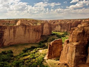 Превью обои горы, каньон, пейзаж, небо, облака