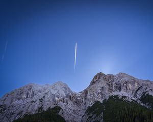 Превью обои горы, комета, небо, пейзаж, природа