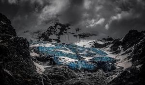 Превью обои горы, лед, вершина, небо, облака