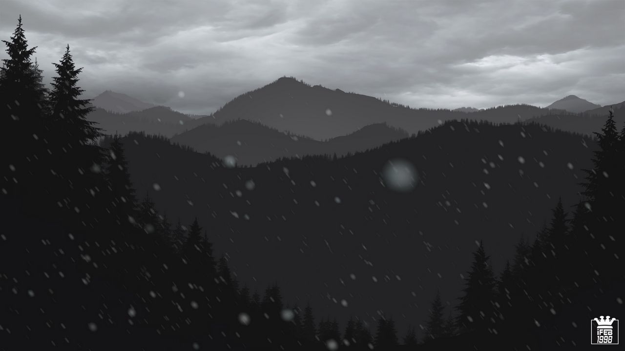 Обои горы, лес, деревья, снег, вектор, арт