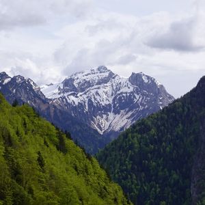 Превью обои горы, лес, деревья, пейзаж