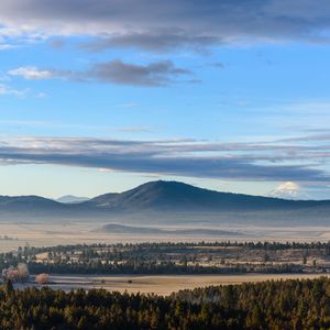 Превью обои горы, лес, деревья, поля, пейзаж
