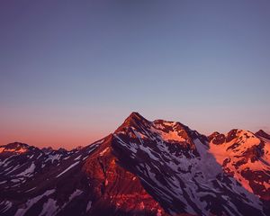 Превью обои горы, луна, полнолуние, закат