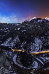 Превью обои горы, млечный путь, звезды, ночь, длинная выдержка