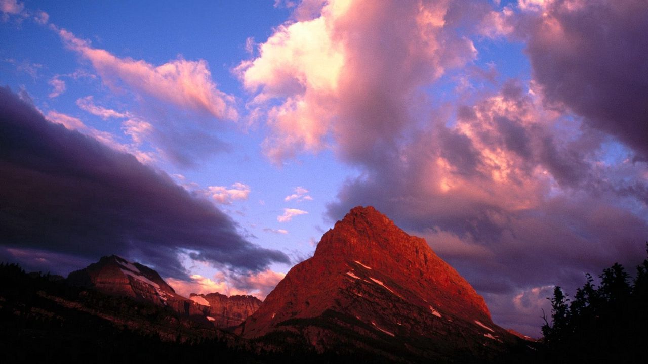 Обои горы, монтана, облака, небо, вечер, национальный парк