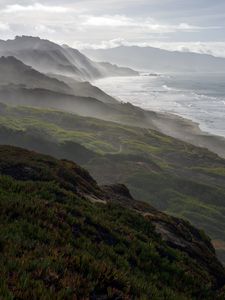 Превью обои горы, море, пейзаж, небо