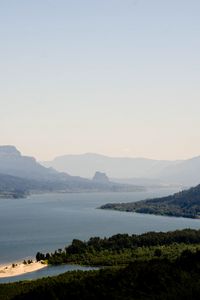 Превью обои горы, море, пролив, остров, пейзаж