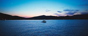 Превью обои горы, море, закат, сумерки