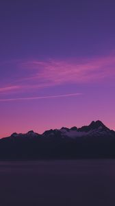 Превью обои горы, небо, вечер, сумерки, фиолетовый, аляска