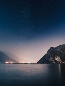 Превью обои горы, ночь, море