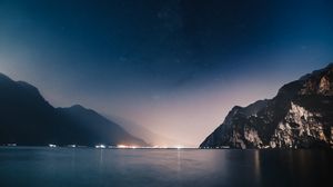 Превью обои горы, ночь, море