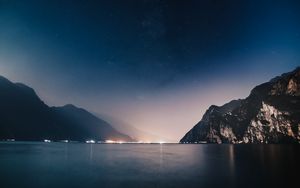 Превью обои горы, ночь, море
