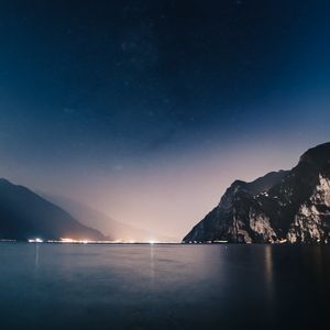 Превью обои горы, ночь, море