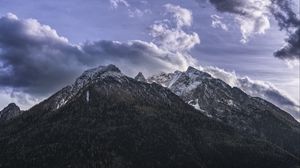Превью обои горы, облака, небо, вершина