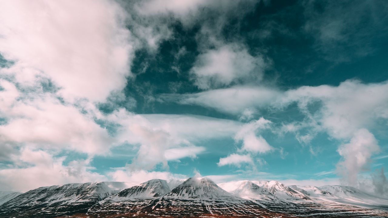 Обои горы, облака, небо, исландия