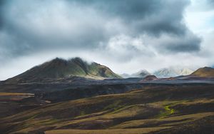 Превью обои горы, облака, пейзаж, природа, исландия