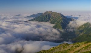 Превью обои горы, облака, высота