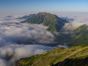 Превью обои горы, облака, высота