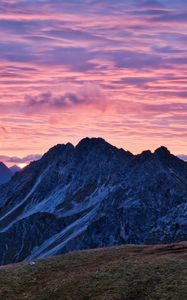 Превью обои горы, облака, закат, небо, природа