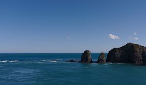 Превью обои горы, океан, море, облака, горизонт, природа