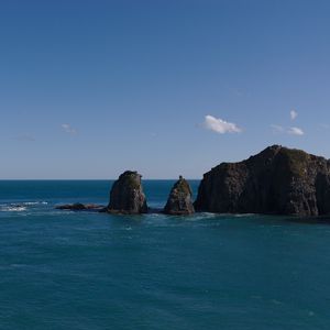 Превью обои горы, океан, море, облака, горизонт, природа