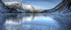 Превью обои горы, озеро, лед, снег, природа
