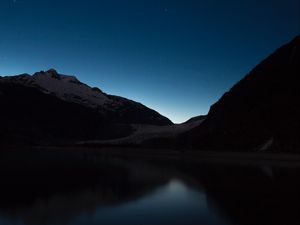 Превью обои горы, озеро, ночь