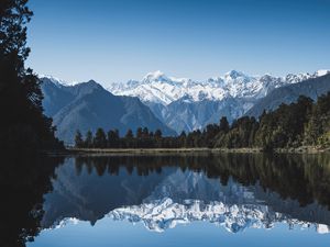 Превью обои горы, озеро, новая зеландия