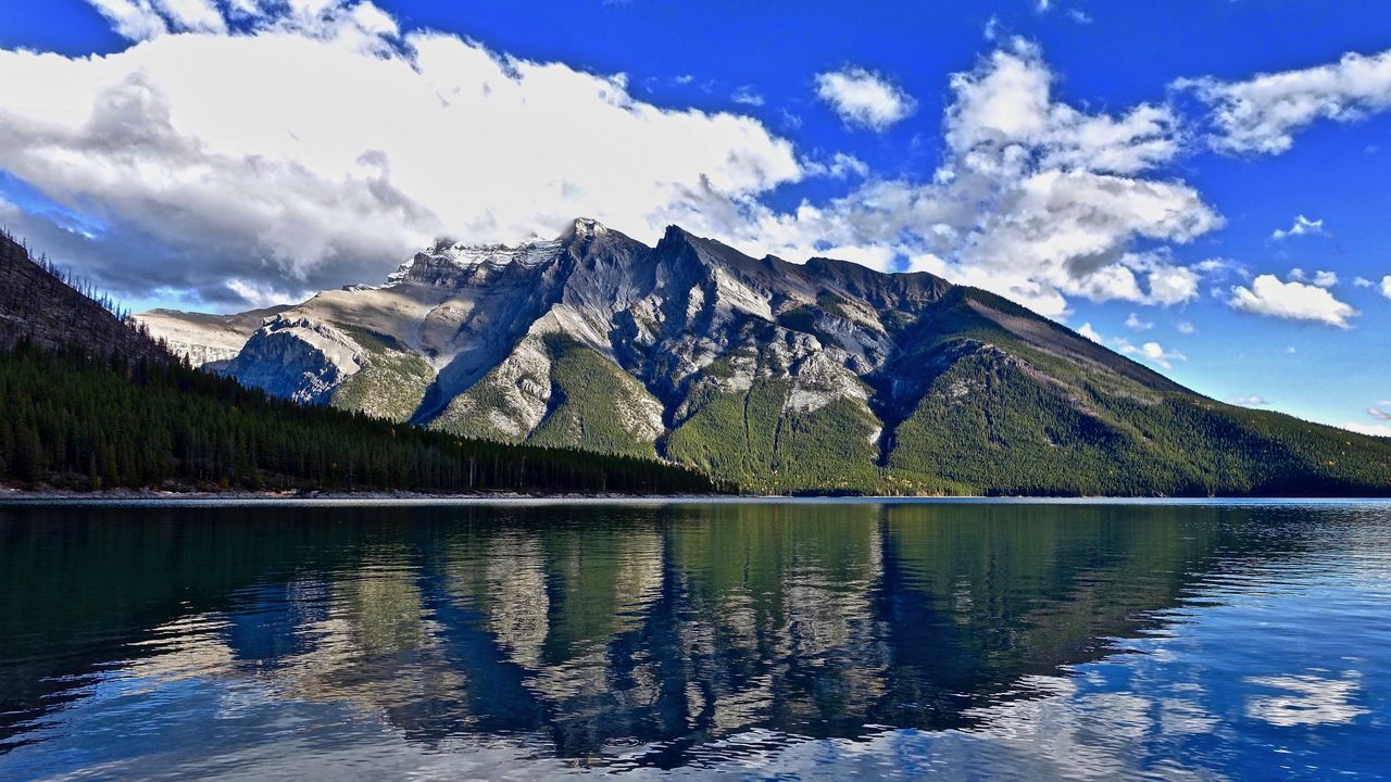 Обои горы, озеро, отражение