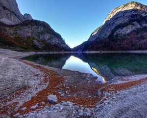 Превью обои горы, озеро, пейзаж, отражение