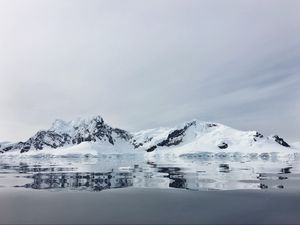 Превью обои горы, озеро, снег