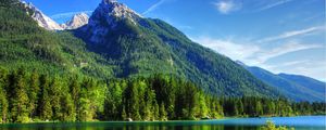 Превью обои горы, озеро, умиротворение, лето