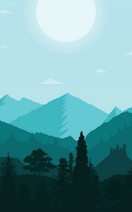 Превью обои горы, пейзаж, дикая природа, арт, вектор