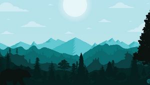 Превью обои горы, пейзаж, дикая природа, арт, вектор