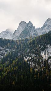 Превью обои горы, пейзаж, природа, деревья, лес