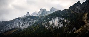 Превью обои горы, пейзаж, природа, деревья, лес