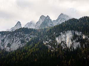 Превью обои горы, пейзаж, природа, деревья, лес