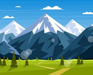 Превью обои горы, пейзаж, природа, арт, вектор