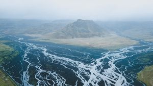 Превью обои горы, пейзаж, вулканический, извилистый, исландия