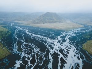 Превью обои горы, пейзаж, вулканический, извилистый, исландия