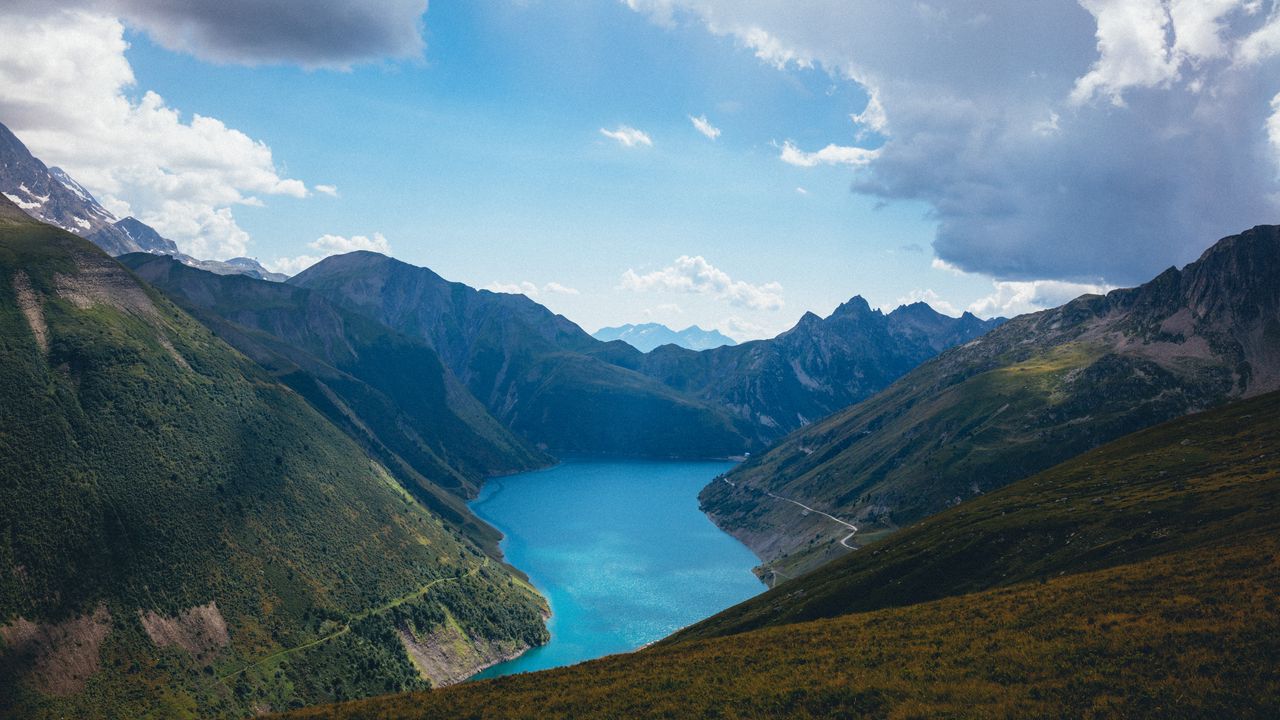 Обои горы, природа, пейзаж, облака, озеро