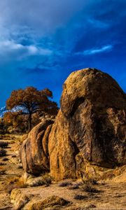 Превью обои горы, пустыня, камни, небо, hdr