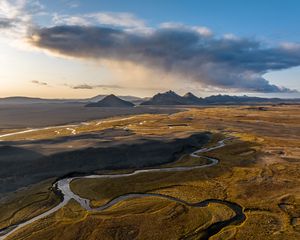 Превью обои горы, река, долина, природа, пейзаж