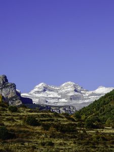 Превью обои горы, рельеф, деревья, кусты, пейзаж, природа