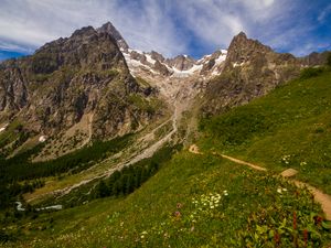 Превью обои горы, рельеф, долина, природа, пейзаж