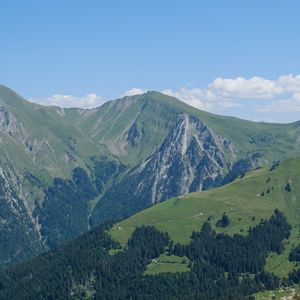 Превью обои горы, рельеф, пейзаж, природа, зеленый, вид сверху
