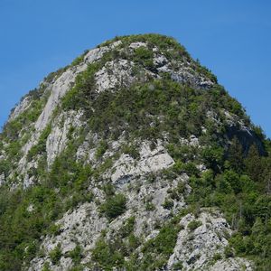 Превью обои горы, скала, деревья, природа, лес, склон, пейзаж