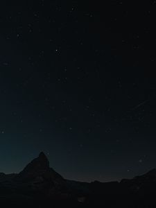 Превью обои горы, скалы, ночь, звездное небо, звезды