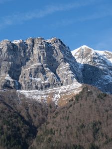 Превью обои горы, скалы, склон, деревья, природа