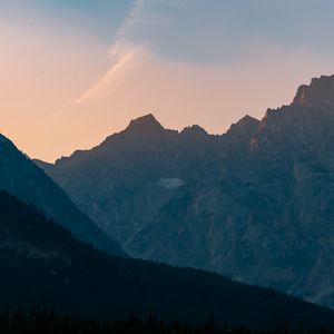 Превью обои горы, склон, лес, пейзаж